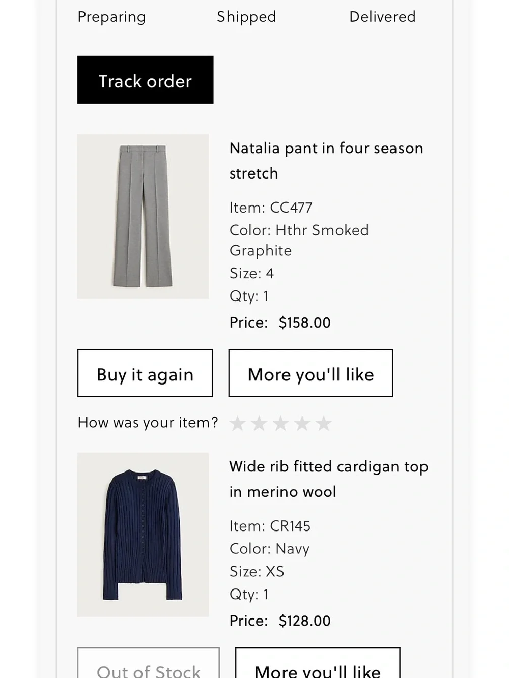 J. Crew Natalia Gray Tailored straight-Leg Trousers